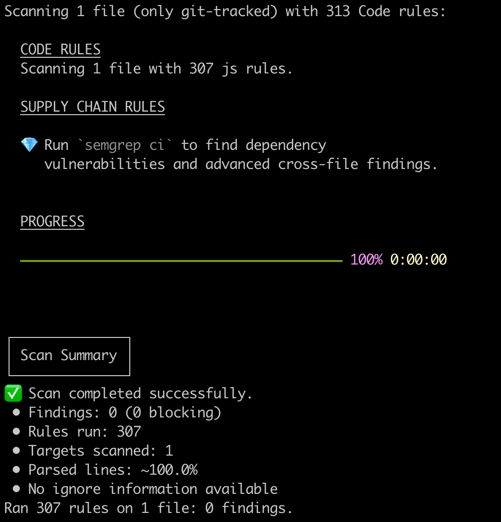 Semgrep output
